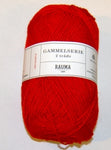 Garn, Rauma 2tr. Gammelserie strikkegarn, Rød farge 424 - A Larsen Husflid AS